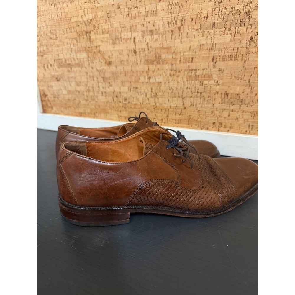 Bostonian Florentine Mens 8.5M Brown Woven Leather Cap Toe Oxfords Made in Italy